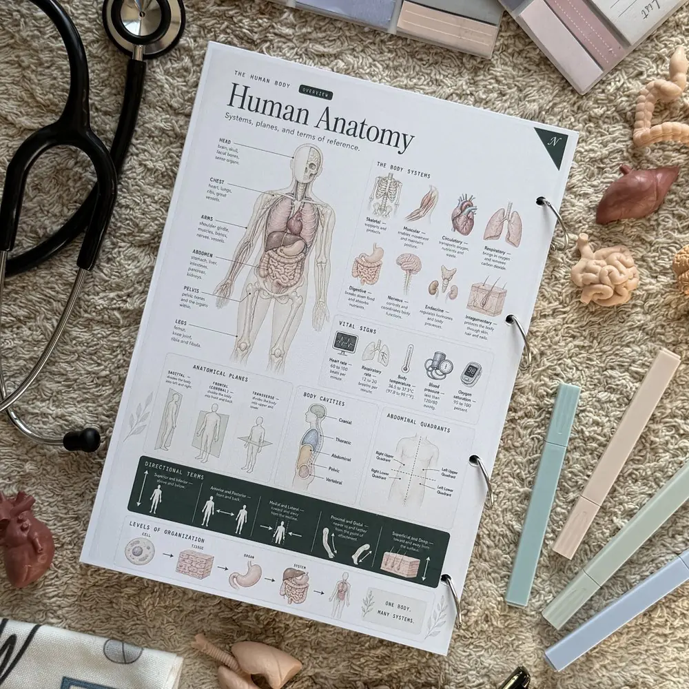 The Human Anatomy plate, in a printed copy of the Nursing Plan