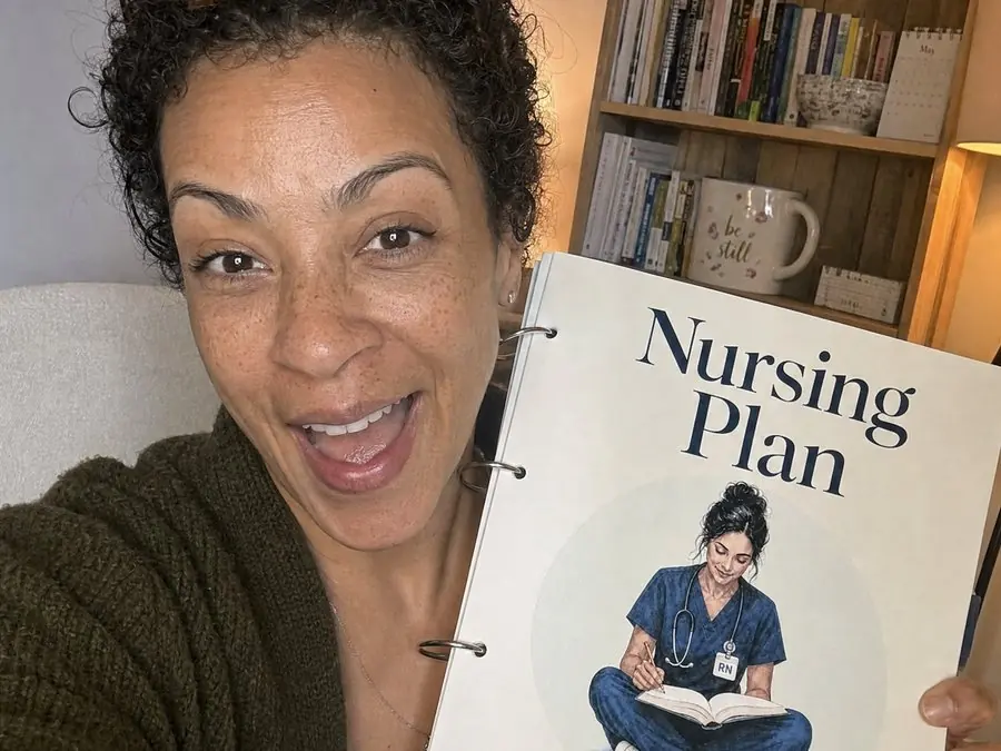 Renée M. with her copy of the Nursing Plan