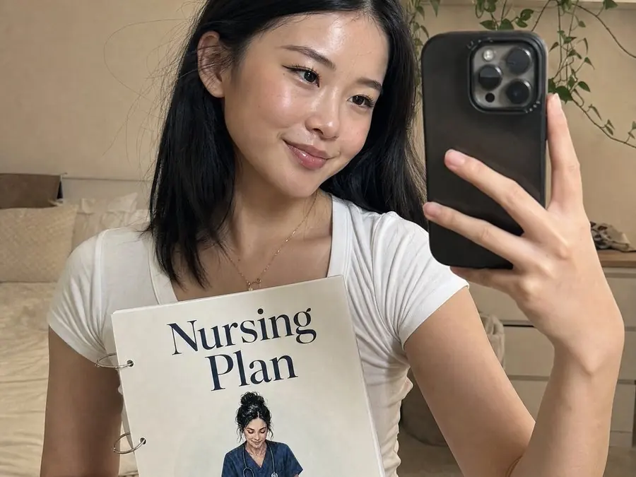 Jenna L. with her copy of the Nursing Plan