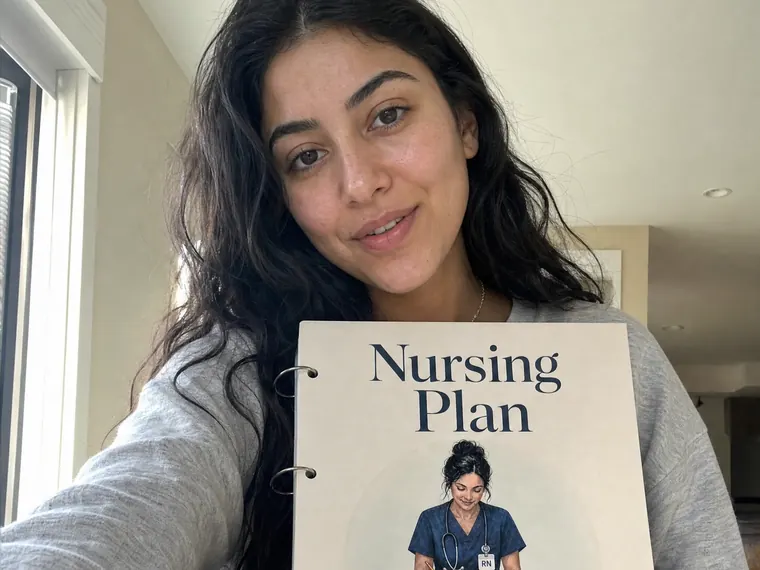 Layla H. with her copy of the Nursing Plan